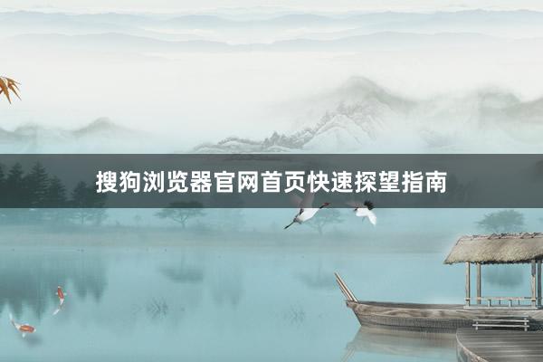 搜狗浏览器官网首页快速探望指南